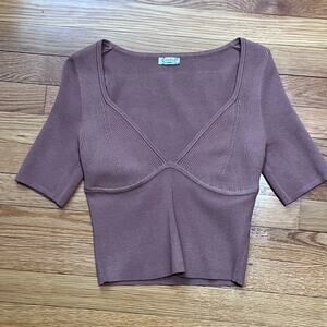 Free People Intimately Teagan Swit Ribbed Short Sleeve Top Small NWOT